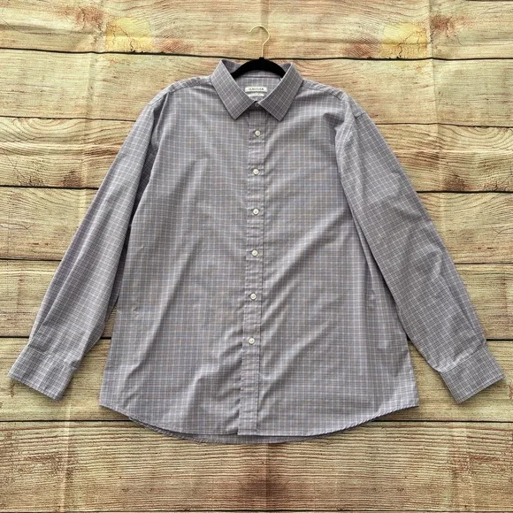 Haggar • Men's Classic Fit Lavender Plaid Button Down Shirt - Wrinkle Resistant - Picture 7 of 12